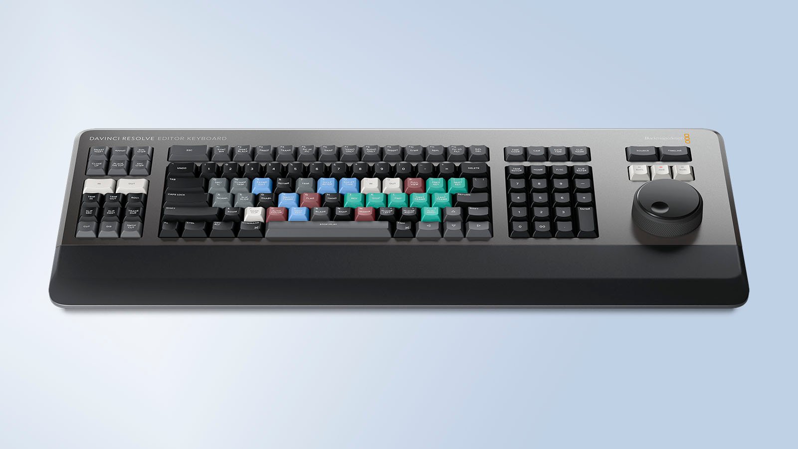 The DaVinci Resolve Editor keyboard lays flat.