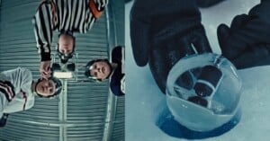 Engineers film ice hockey match from below ice