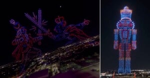 Scenes from a record breaking drone light show put on by Sky Elements.