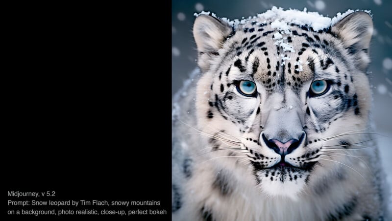 AI image of snow leopard and prompt